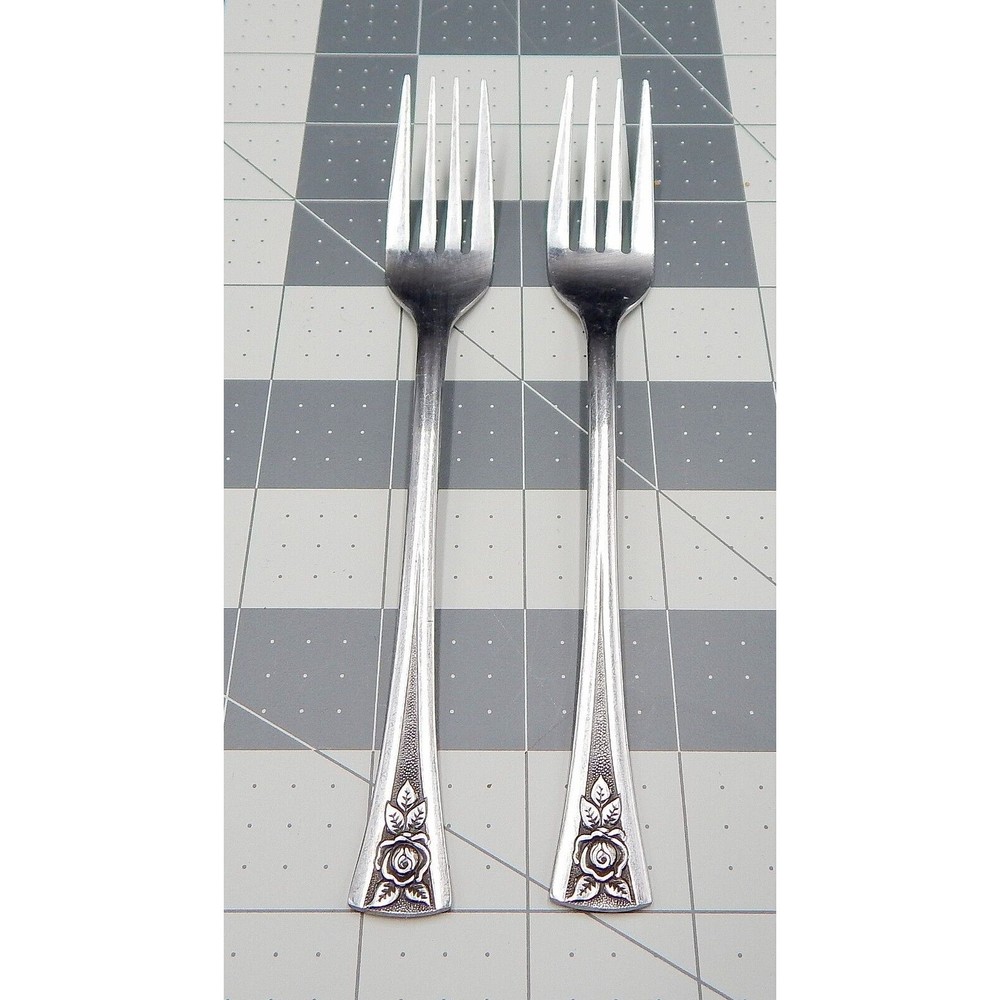 Oneida Northland Pasadena Salad Forks Black Rose Accent Flatware Set of 2 Korea